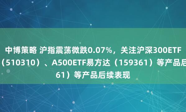 中博策略 沪指震荡微跌0.07%，关注沪深300ETF易方达（510310）、A500ETF易方达（159361）等产品后续表现